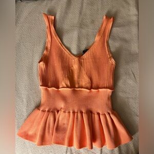 peach orange top, slightly cropped, waist definition, vintage 50’s & tropical